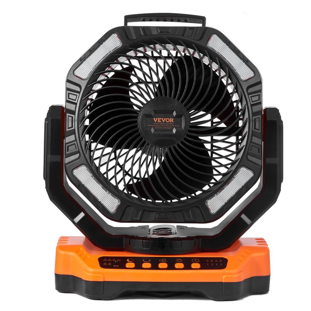 VEVOR Portable Fan Rechargeable 13 Inch, Battery Powered Fan With LED Lantern, 4 Speeds Adjustable & 45°/90°Automatic Swivel & Timer , USB B_voghion.com