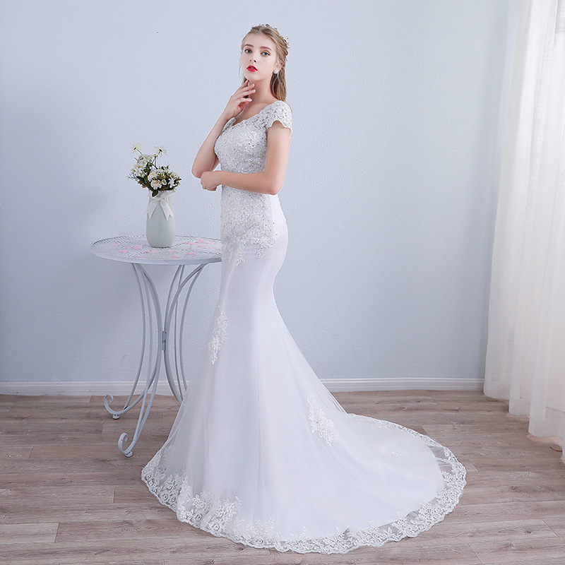 Abito da sposa 2023 Abito da sposa stile estivo Abito coreano femminile sottile semplice semplice bianco_voghion.com