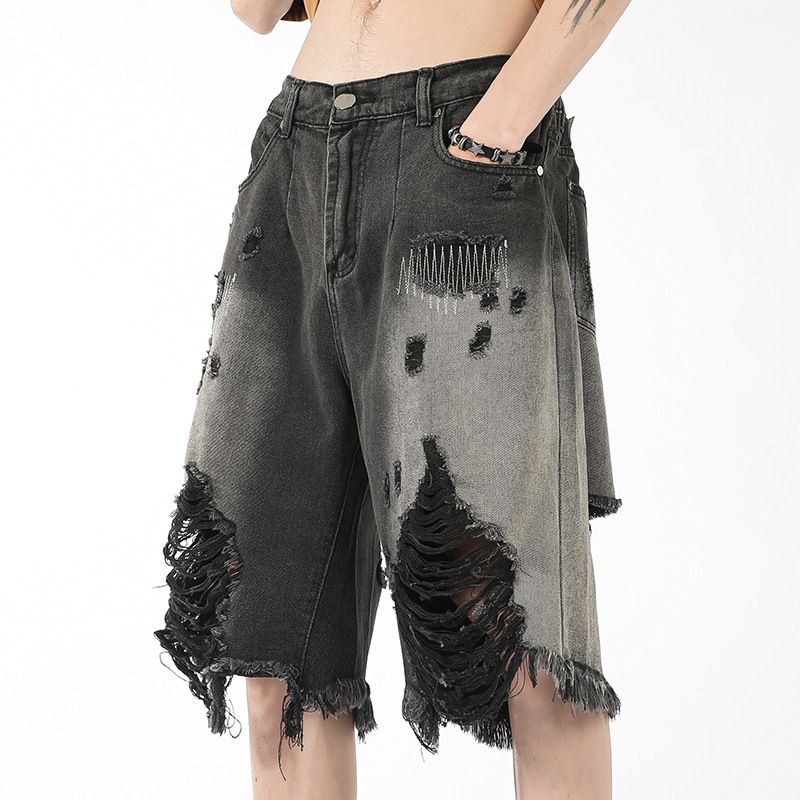 Men's Clothing Wear Hole Beggar Denim Shorts Men's Five Point Sports Casual Pants Men_voghion.com