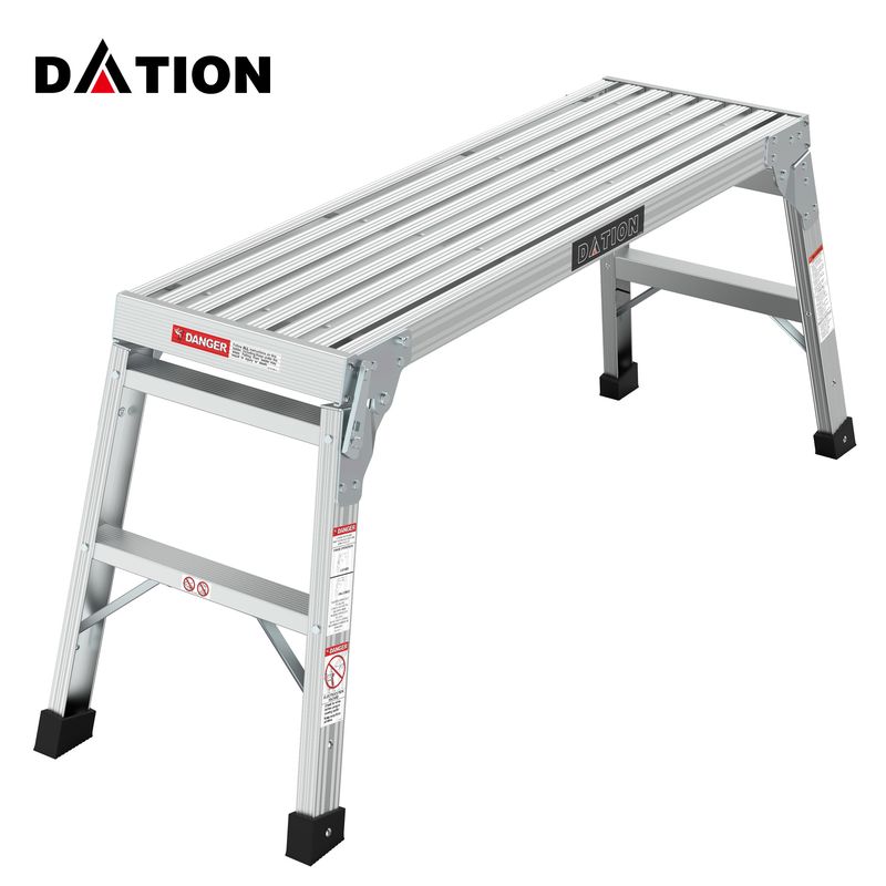 Work Platform Aluminum Step Ladder Drywall Safe ANSI Approved of Capacity 225 LBS Medium Duty Portable Bench Folding Ladders Stool w/Non-Slip Matb_voghion.com