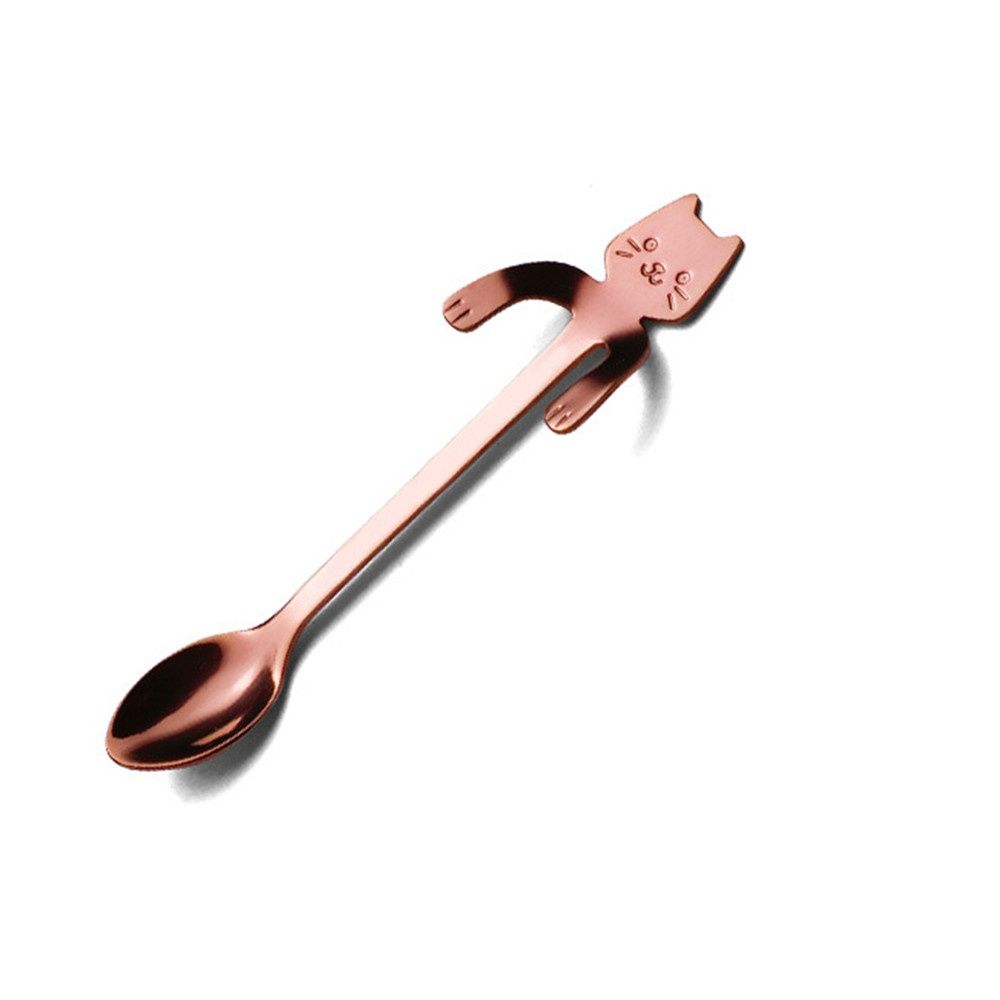 4Pcs Stainless Steel Spoons Lovely Cartoon Cat Hanging Coffee Cup Spoon Ice Cream Dessert Teaspoon Creative Hanging Scoop Tableware_voghion.com