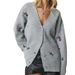Herbst und Winter neue bestickte Strickjacke Damen lässig lose Einreiher Pullover Jacke Damen_voghion.com