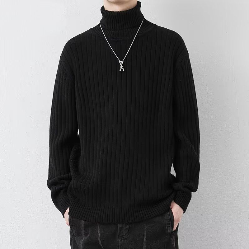 Turtleneck sweater men's autumn and winter thick Korean style trend warm bottoming knitted sweater sweater men'_voghion.com