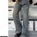 2024 Slim Fit Independent American Style Paris Washed Firecracker Festival Bootcut Micro Flared Jeans Lange Hose_voghion.com