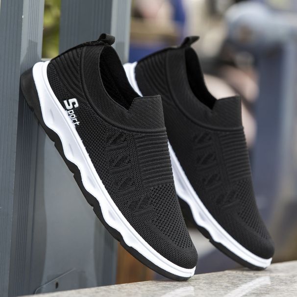 Men's Summer New Breathable Hollow Mesh One Foot Lazy Shoes, Middle-aged And Elderly Soft Soled Casual Shoes_voghion.com