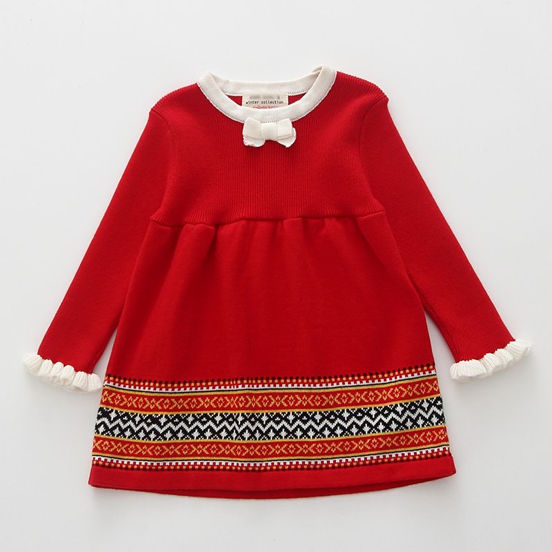 Spring And Autumn Girls Knitted Dress Princess Skirt Little Seven Cotton Baby Sweater Dress For Children_voghion.com
