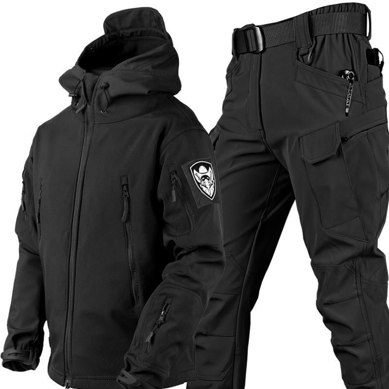 Miesten lämmin puku ulkokäyttöön Softshell-vaatteet, paksunnetut naamiointivaatteet_voghion.com
