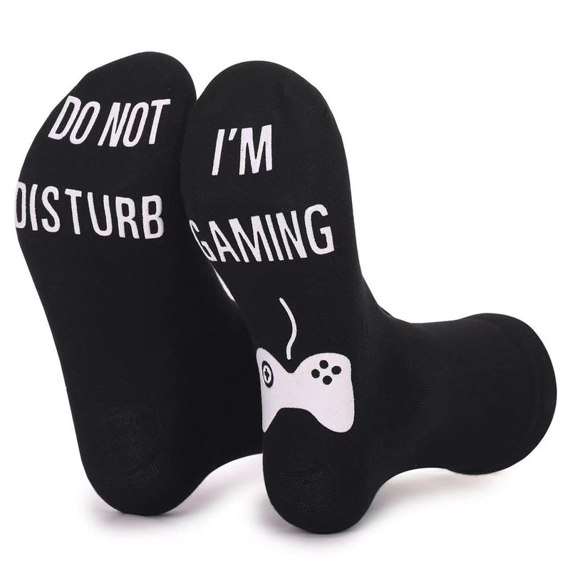 Cotton game socks sole letter non-slip adhesive floor socks Athletic casual creative socks_voghion.com