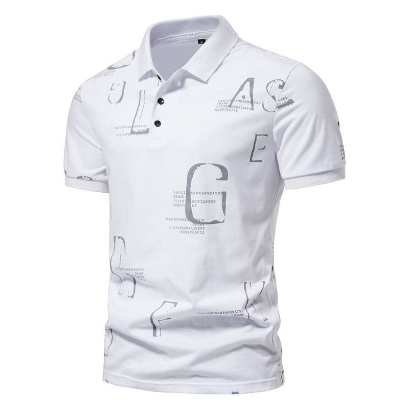 Camisa de verão de algodão branco liso com fenda de manga curta regular casual fit_voghion.com