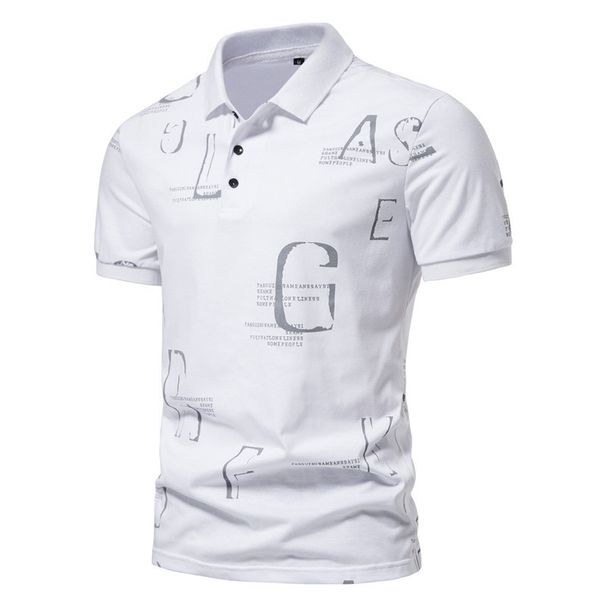 Camisa de verão de algodão branco liso com fenda de manga curta regular casual fit_voghion.com