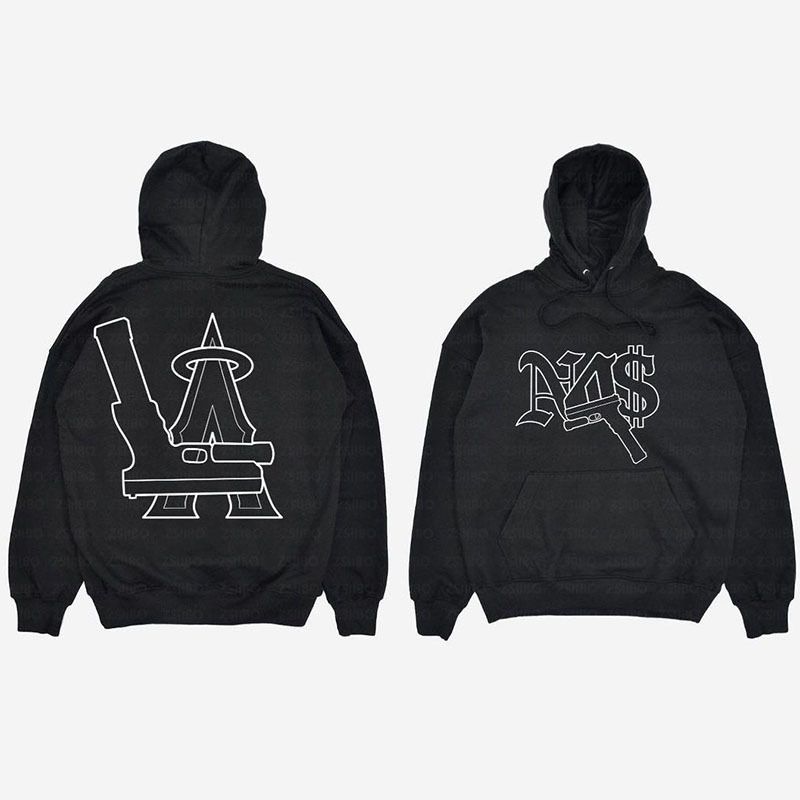 Herrenbekleidung Gothic Style High Street Fashion Marke Hoodie Brief Pistole Print Pullover Pullover_voghion.com