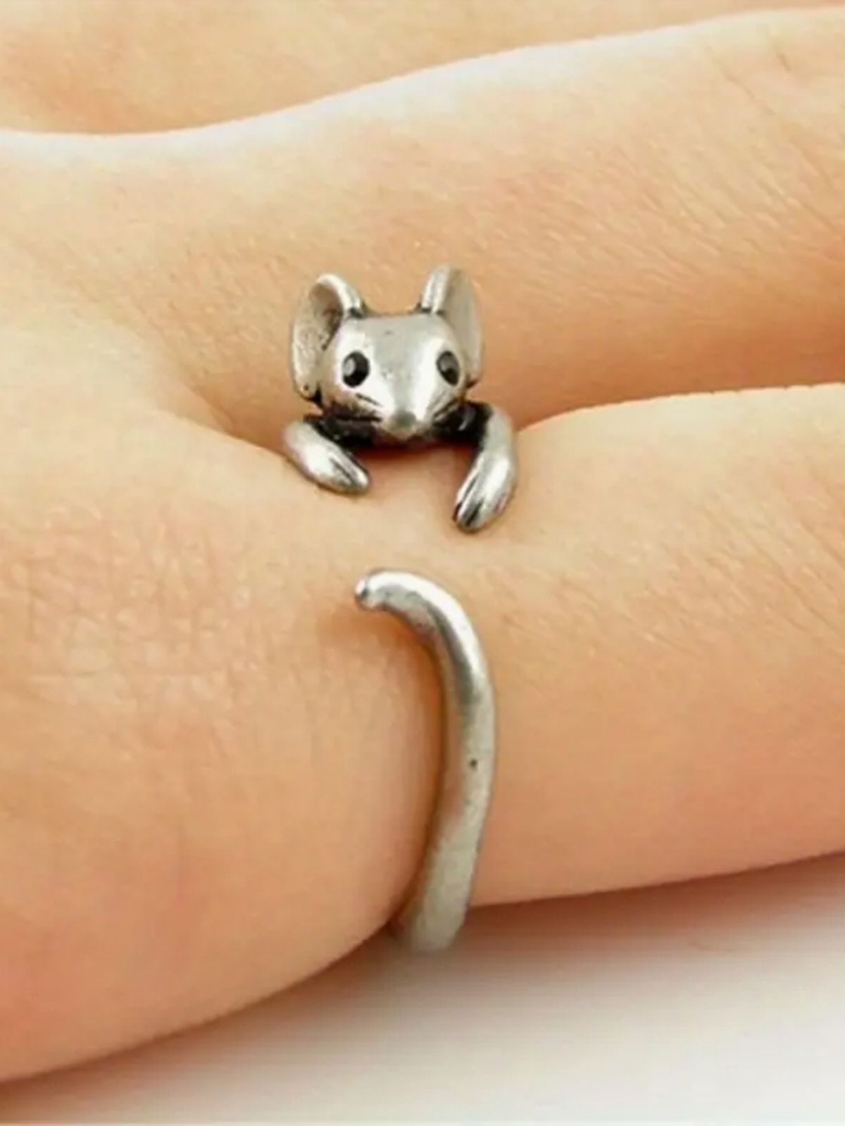 2025 New Arrivals Cute mouse shaped ring, silver adjustable ring cuffs, perfect gift girls, suitable for daily wear, special female_voghion.com