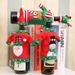 Weihnachtsdekoratives Weinflaschenset, weihnachtliches, besticktes Cartoon-Weinflaschenset, Weihnachtstischdekoration_voghion.com