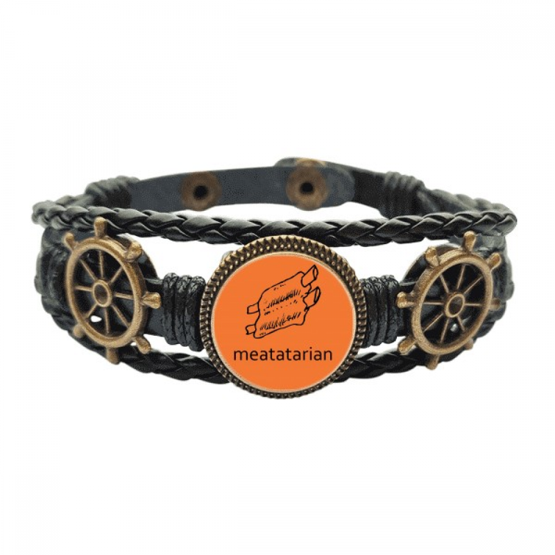 Meatataian Love Meat Art Deco Fashion Leather Braided Ocean Bracelet Wristband_voghion.com