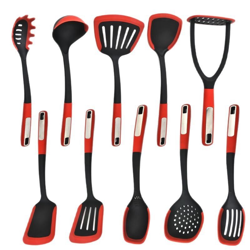 New Nylon Kitchenware 10-Piece Set With TPE Handles, Non-Stick Cooking Soup Spoon, Stir-Fry Fish Frying Spatula, Potato_voghion.com