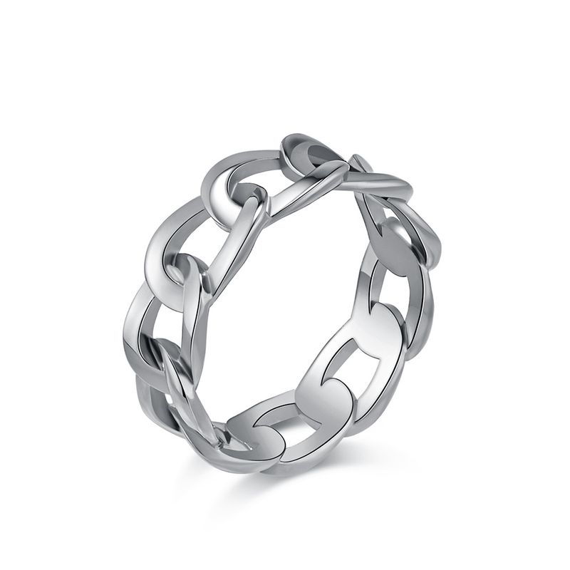 Minimalist Hollow Cuban Chain Ring Unisex Niche Cold Neutral Style Stainless Steel Jewelry_voghion.com