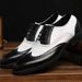 Euro Step New Brogue Carved Large Size Color Block Trendy Versatile Youth Men's Business Formal Leather Shoes_voghion.com