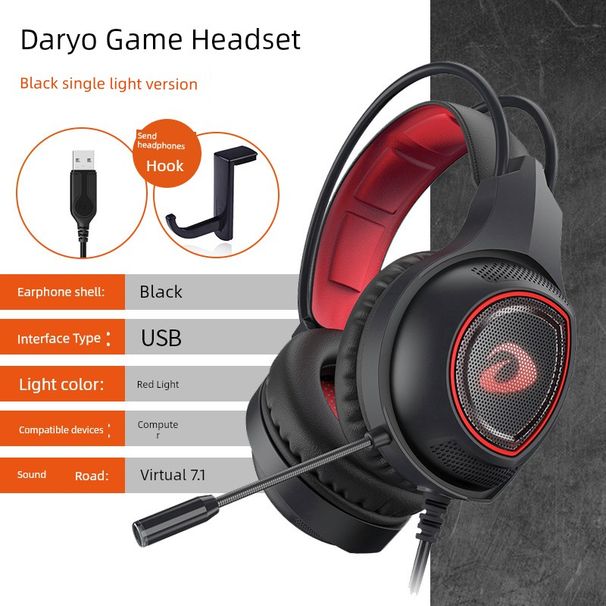 Cuffie Dearyou Lh712 per giochi cablate, e-sport, 7.1 canali, per computer desktop e notebook, USB_voghion.com
