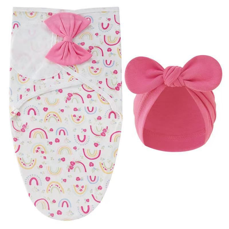 ToyPulse Hot Sale Newborn Swaddle Maternity Ward Baby Spring Silk Sleeping Bag Casual Bowknot Blanket Indian Hat Wrap_voghion.com