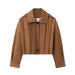 Women's Clothing Trendy Pleated Jacket For Women - Versatile Streetwear Coat With Folded Details & Button Closure_voghion.com