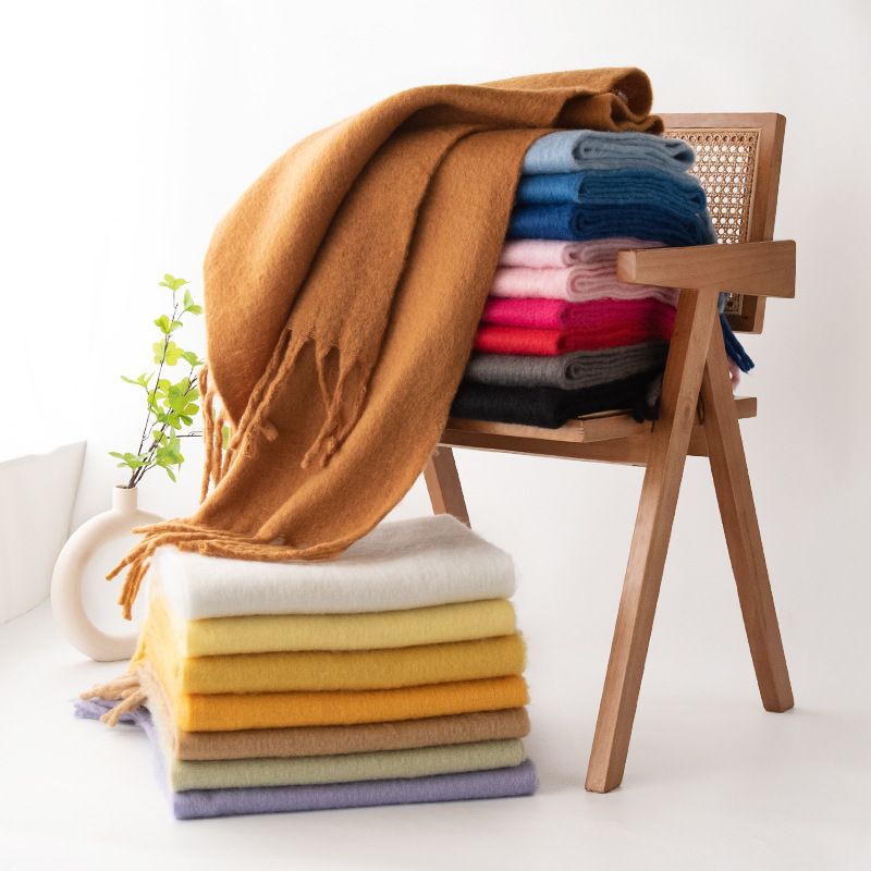 2024 Nuova sciarpa in cashmere tinta unita bifacciale per donna autunno inverno ispessita calda, versatile e_voghion.com