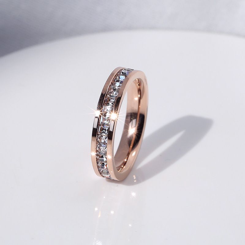 Clear White Stones Wedding Women Ring Stainless Steel 1 And 2 Rows Bling Zircon Fashion Pair Ring Female Jewelry_voghion.com