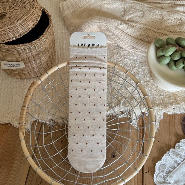 Chaussettes mi-mollet en coton pour femmes avec motif nœud papillon - Chaussettes douces, vintage et empilables pour une tenue décontractée Chaussettes rétro à nœuds_voghion.com