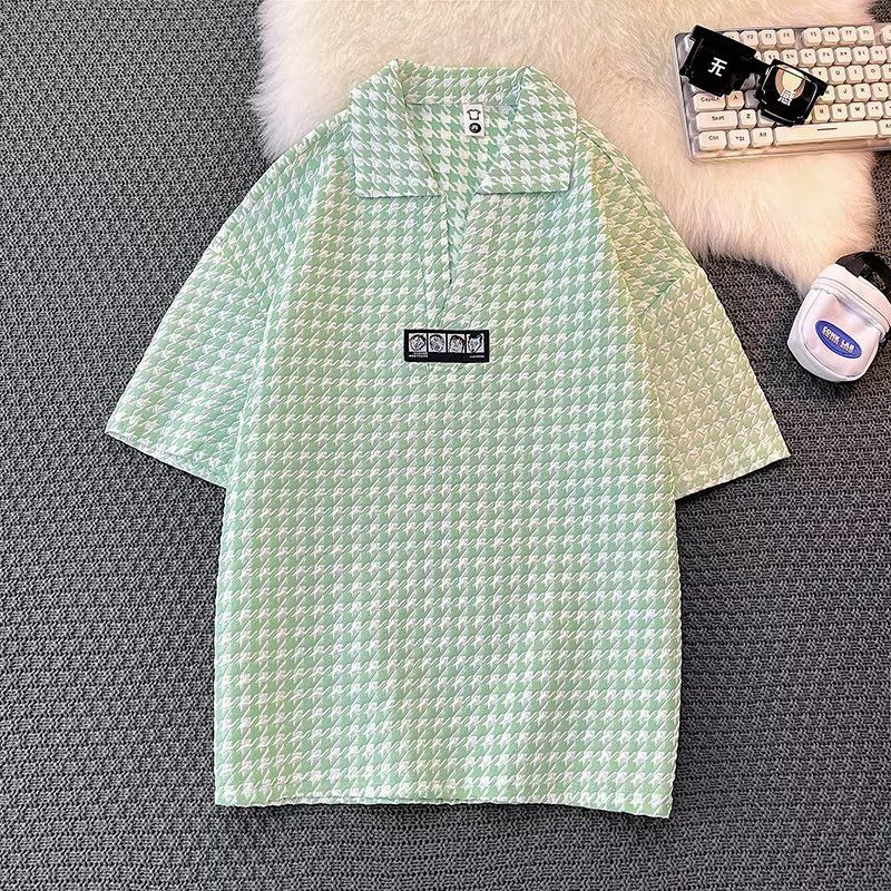 Männerkleeder Promi Fréijoer a Summer schéin V-Ausschnëtt Äisseid Kuerzärmlech POLO-Shirt fir Männer ins Mark modesch All-Match T-Shirt Top_voghion.com
