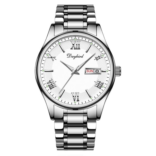 Orologio Proud Bird da uomo impermeabile, nuovo, con cinturino in acciaio, orologio non meccanico, luce notturna, movimento giapponese, orologio da uomo con doppio calendario_voghion.com