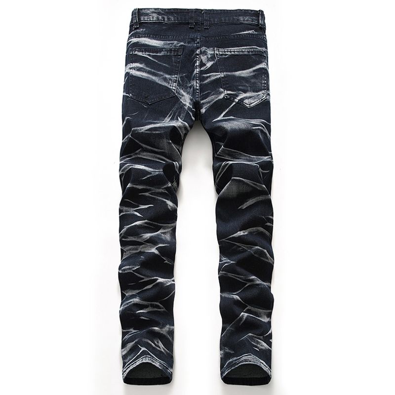 Herenkleding Rechte broek Tie-dye gescheurde jeans_voghion.com