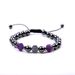 Cross Border 10MM Faceted Amethyst Braided Bracelet Colorful OM Hexagonal Black Magnet Bracelet_voghion.com