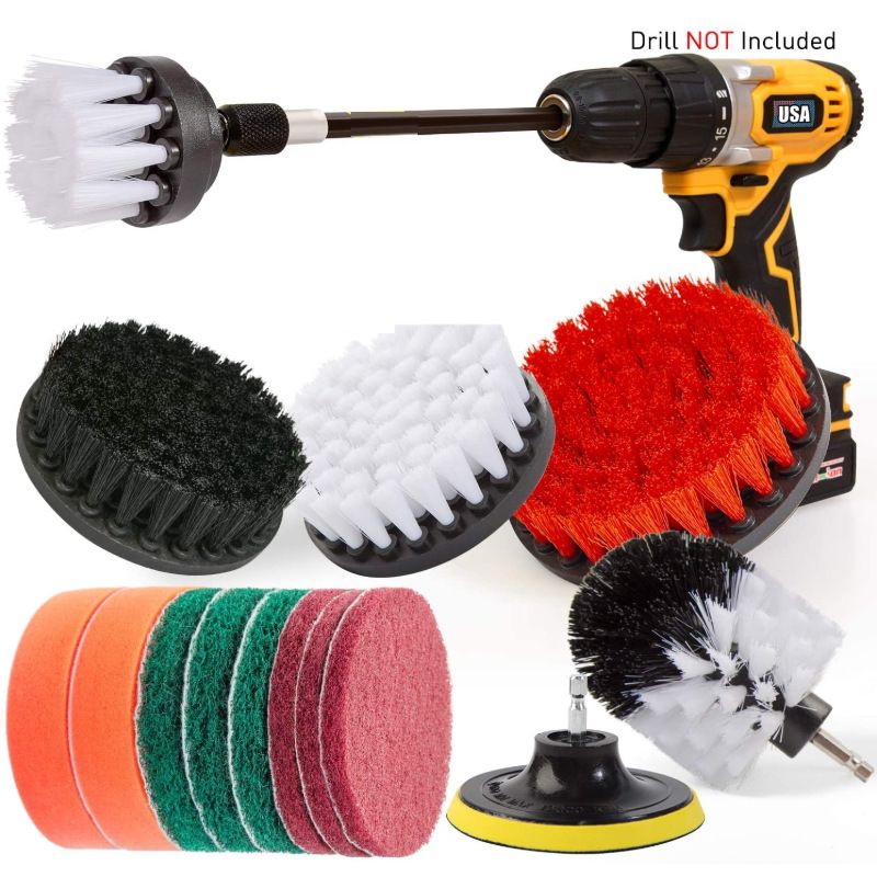 15 piece of household tool kitchen wall and floor cleaning brush, electric drill brush head set_voghion.com