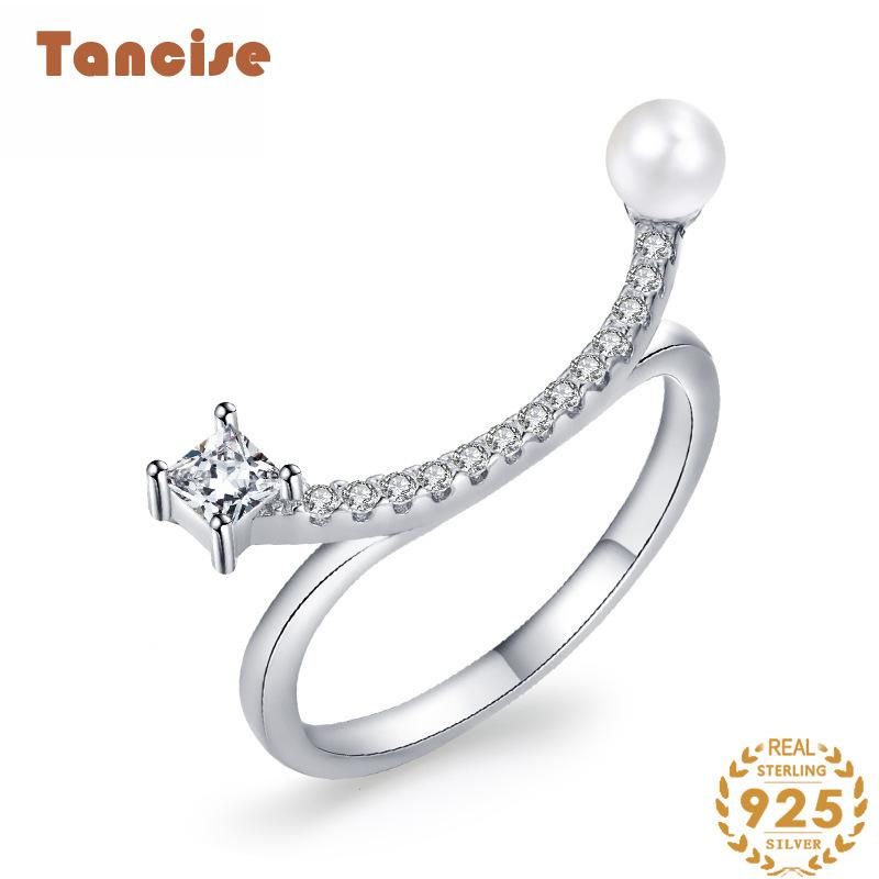  Tancise Classic Zircon Silver Ring Ladies Jewelry Wedding Promise Party Gift_voghion.com