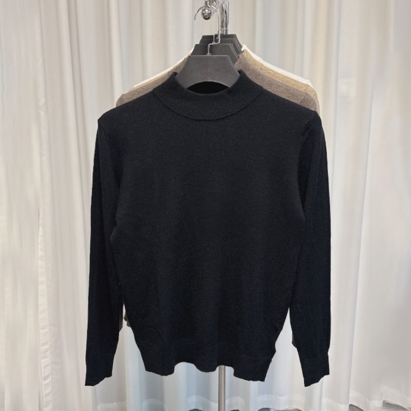 Men's Half-High Neck Wool Sweater – Autumn/Winter Knit Pullover, Relaxed Fit Casual & Smart Style_voghion.com