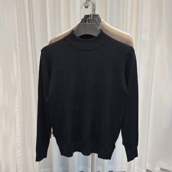 Men's Half-High Neck Wool Sweater – Autumn/Winter Knit Pullover, Relaxed Fit Casual & Smart Style_voghion.com