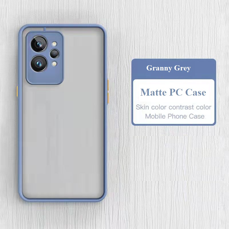 Adequado para Realme GT 2 Pro com tudo incluído, borda fosca translúcida, capa rígida de PC, botões de cores contrastantes, proteção antiqueda_voghion.com