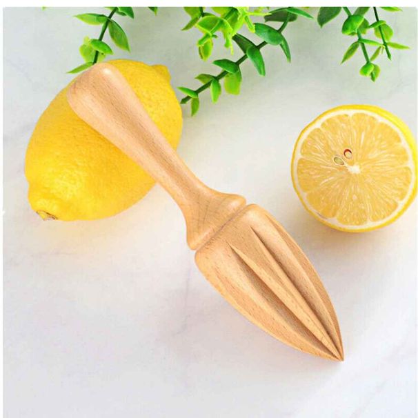 2Pcs Creative Wooden Lemon Squeezer Mini Hand Press Manual Juicer Fruit Orange Juice Extractor Reamers Ten-corner Design Kitchen Tool_voghion.com