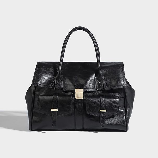 Salkku, uusi vahattu nahkainen tumma lukkokahvainen suuren kapasiteetin käsilaukku, edistynyt työmatkasalkku miehille ja naisille. Sopii erittäin hyvin työkäyttöön._voghion.com