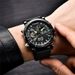 Men's Sport Watch With Analog-Digital Display, GMT Function, Date & Week Indicator, PU Leather Strap, Quartz Movement_voghion.com