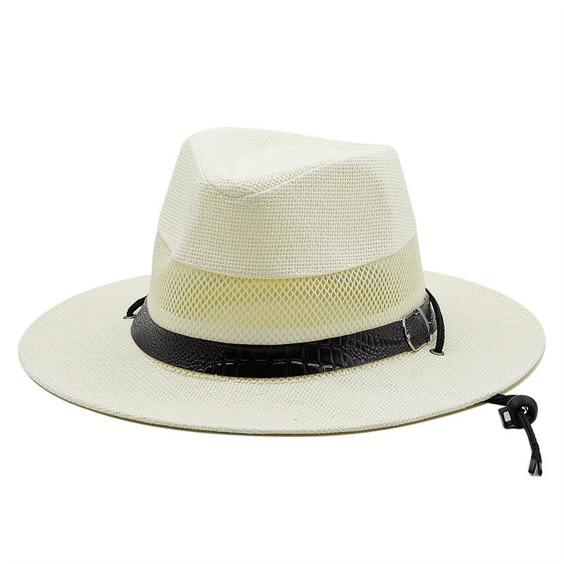 Männer a Fraen verschlësselte fënnefeckeg Stréi Top Jazz Hutt, Outdoor holen Sonneschutz Strandhut_voghion.com