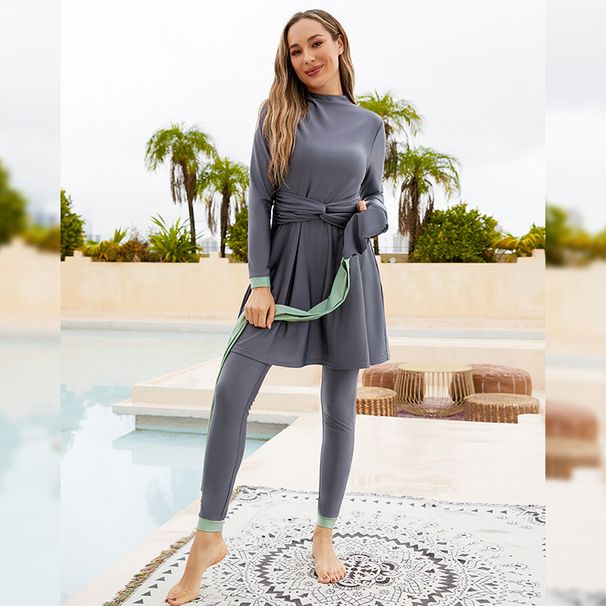 Women's Clothing Sun Protection Full Surround Diving Shield Surfing Swimsuit Muslim Outdoor Running Sports Conservative Three Piece Suit_voghion.com