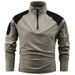 Men's Clothing Quick-Dry Long Sleeve Zip-Up Hoodie With Stand Collar – Lightweight & Breathable For Outdoor & Casual Wear (Black, Khaki, Army Green)_voghion.com