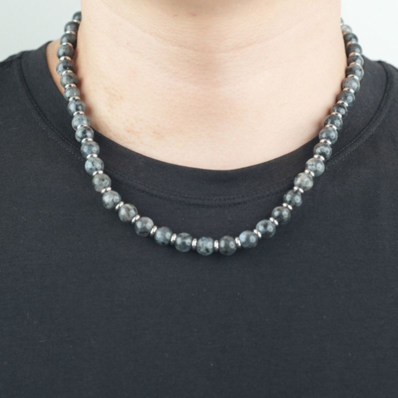 Gioielli di moda fai da te con catena in ossidiana per uomini e donne, collana cubana in acciaio al titanio con personalità audace_voghion.com