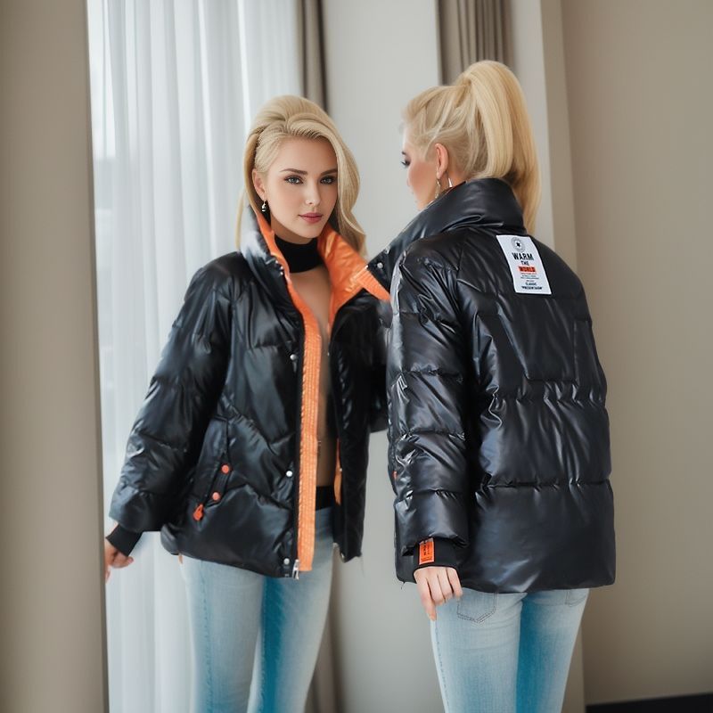 Giacca corta da donna imbottita in cotone invernale casual con colletto alla moda e cappotto da pane_voghion.com