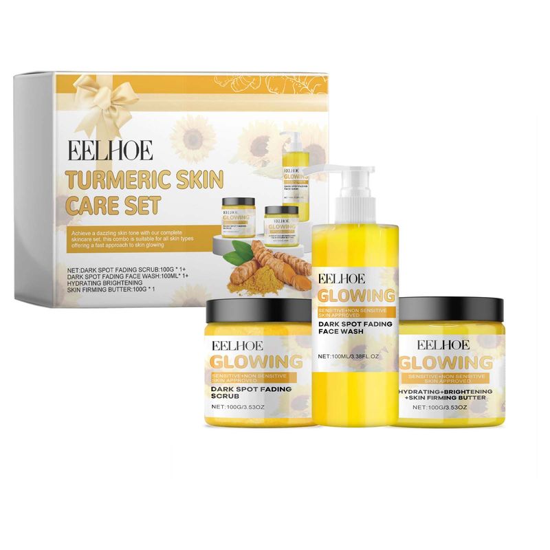 Eelhoe Turmeric Skin Care Set Hydrating Moisturizing Cleanser Refreshing Oil Control Subtle Lines Nourishing Cleansing Set_voghion.com