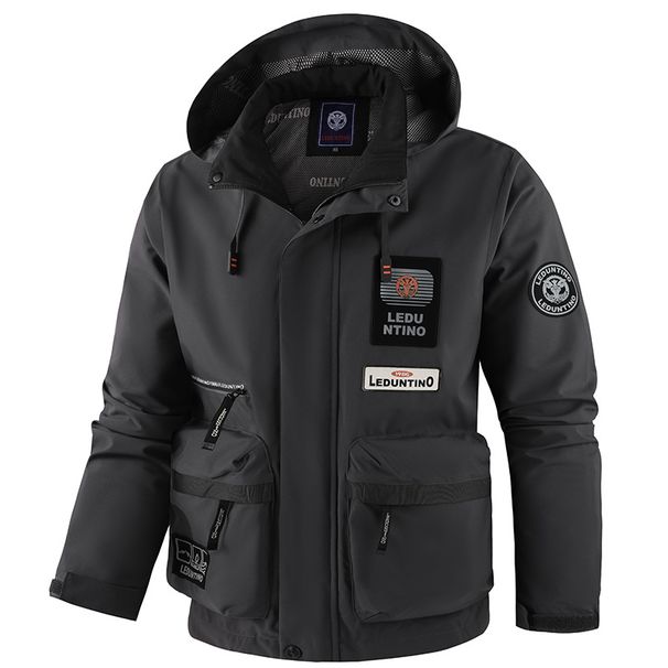 Men's Work Jacket With Multiple Pockets, Lightweight Outdoor Windbreaker, Travel & Casual Coat For Men, Military Style Utility Jacket_voghion.com