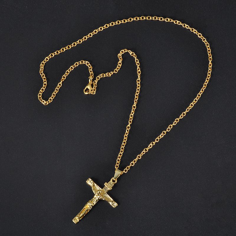 Collana vintage con crocifisso da uomo, ciondolo a croce con catena in acciaio inossidabile, amuleto di Gesù Cristo, regalo di gioielli_voghion.com