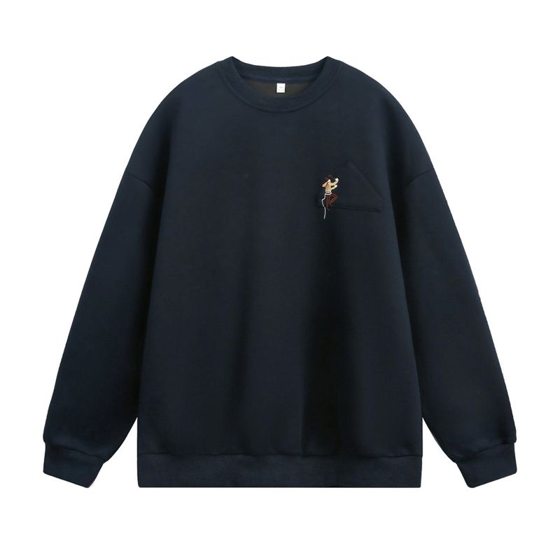 Sweat-shirt ras du cou brodé épais pour homme - 380 g/m², coupe décontractée, style streetwear, au design unique_voghion.com