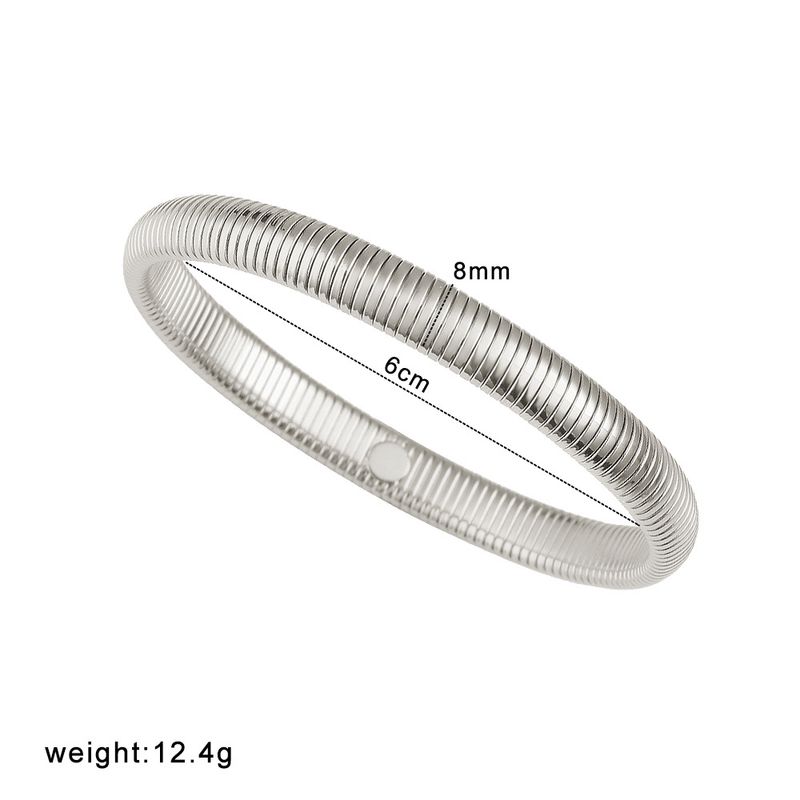 Bracciale elastico a righe in acciaio al titanio placcato PVD, semplice, coordinato, da uomo, con gola d'oca_voghion.com