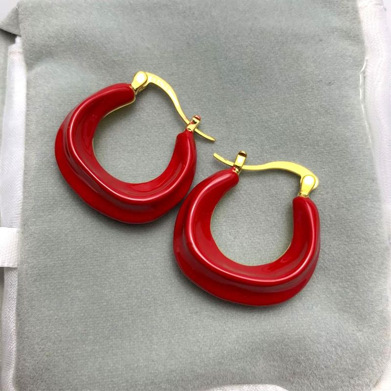 Unisex Jewelry Fashion oil drip enamel earrings light luxury versatile brass gold plated earrings_voghion.com